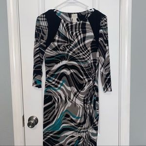 Chicos Multi Colored Marbled Bodycon Dress Women’s size xs